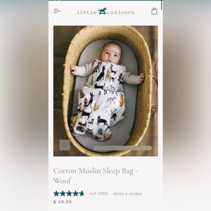 Little Unicorn Cotton Muslin Sleep Bag - Woof XL